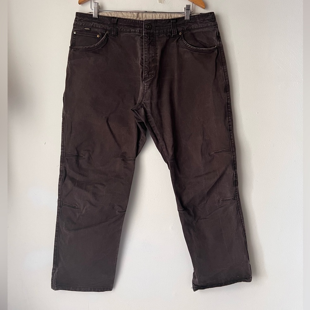 KUHL Rydr Pants Mens 38x30 Brown Canvas Utility Work Pant Straight Leg